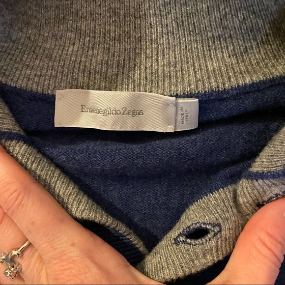 Ermengildo Zegna Men’s Blue Wool/Cashmere Sweater - Picture 3 of 5